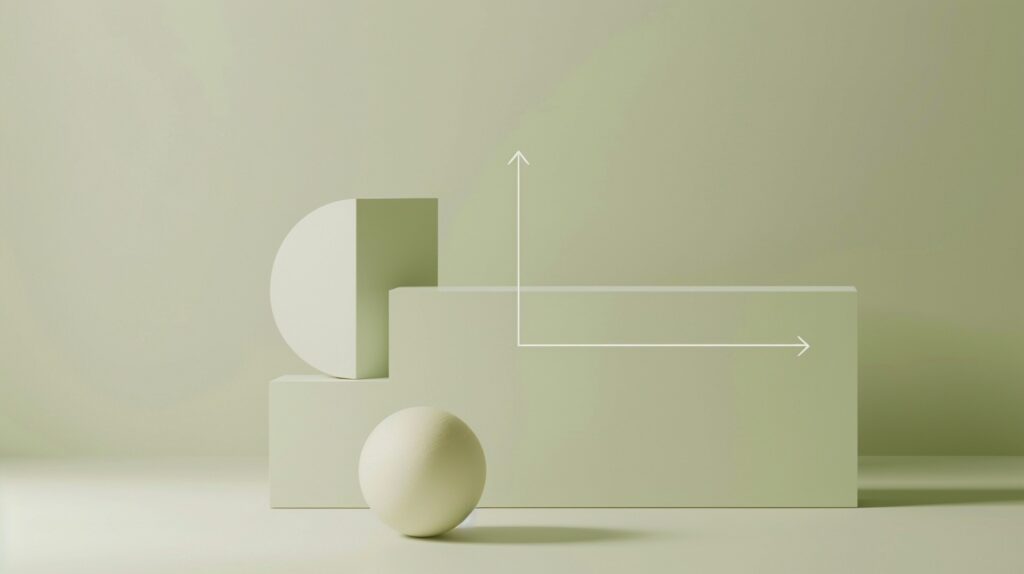 Minimalistische Illustration eines Wenn-Dann-Plans mit Pfeil von einer Form zur anderen auf weißem Hintergrund