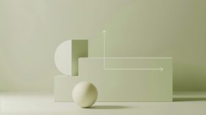 Minimalistische Illustration eines Wenn-Dann-Plans mit Pfeil von einer Form zur anderen auf weißem Hintergrund